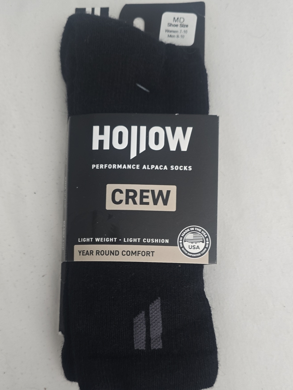 HOLLOW PERFORMANCE ALPACA SOCKS- CREW- BLACK- M